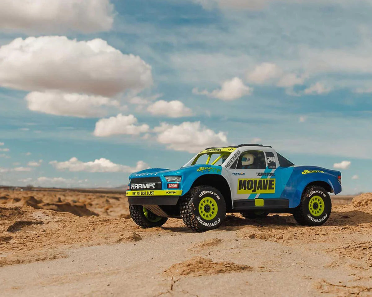 MOJAVE GROM MEGA 380 Brushed 4X4 Small Scale Desert Truck RTR with Battery & Charger, Blue/White